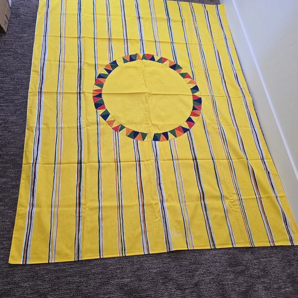 Vintage Vera Neumann Tablecloth Bright Yellow Rectangle Eternal Summer Bliss
